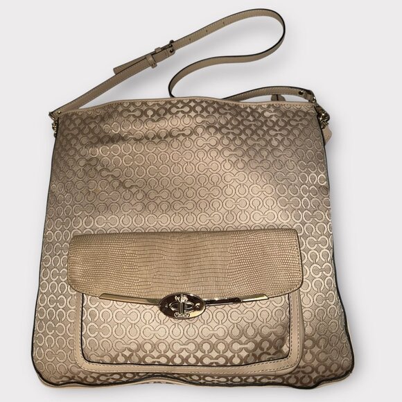 Coach Madison Hobo 27906 Pearlescent OP Art Canvas Convertible Shoulder Bag NWT - Picture 3 of 10